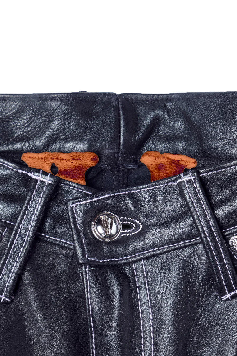 LVDV LEATHER PANTS/SHORTS (Orange V Label) Limited Edition - Image 5
