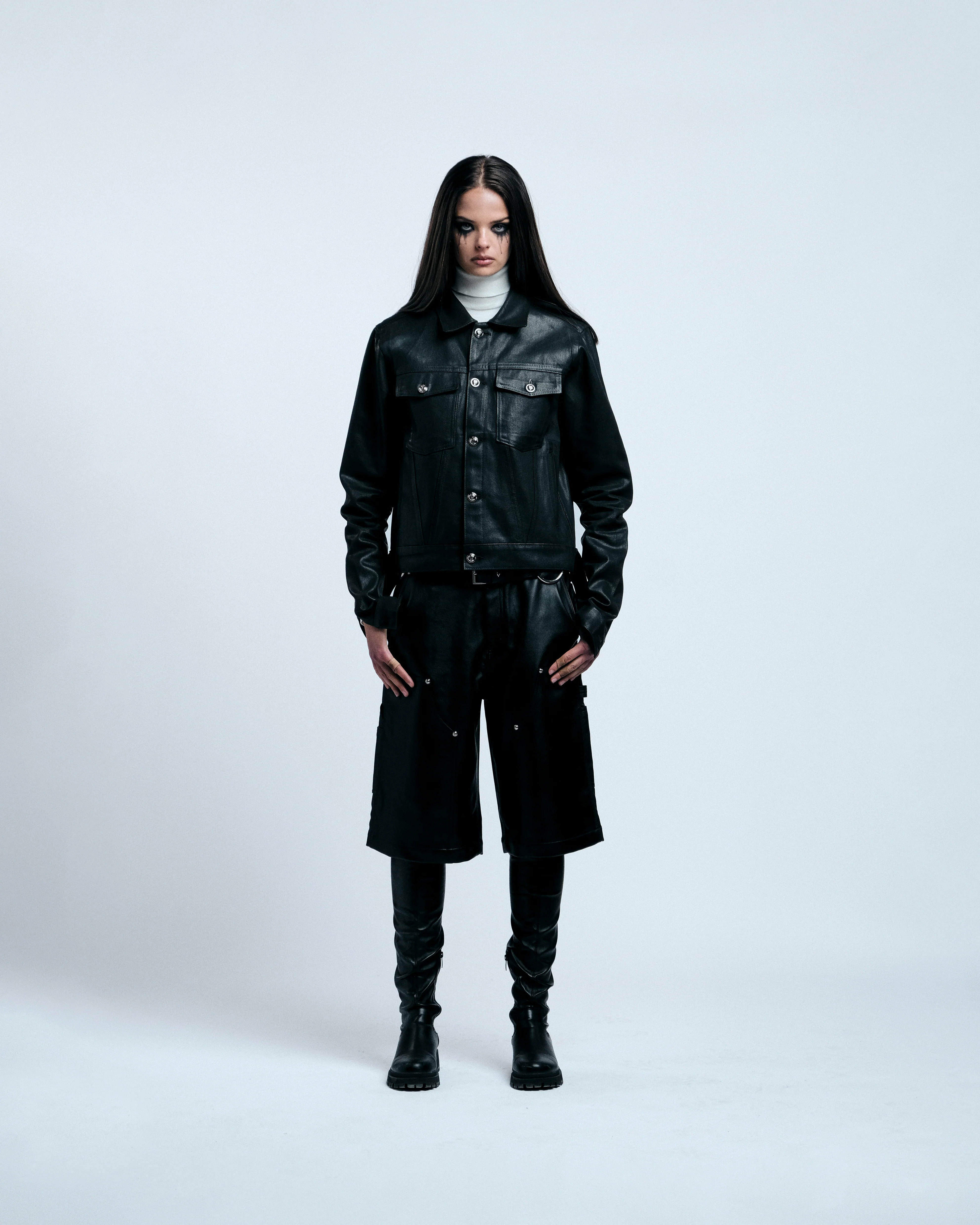 TAR WAXED DENIM JACKET (Black) - Image 9