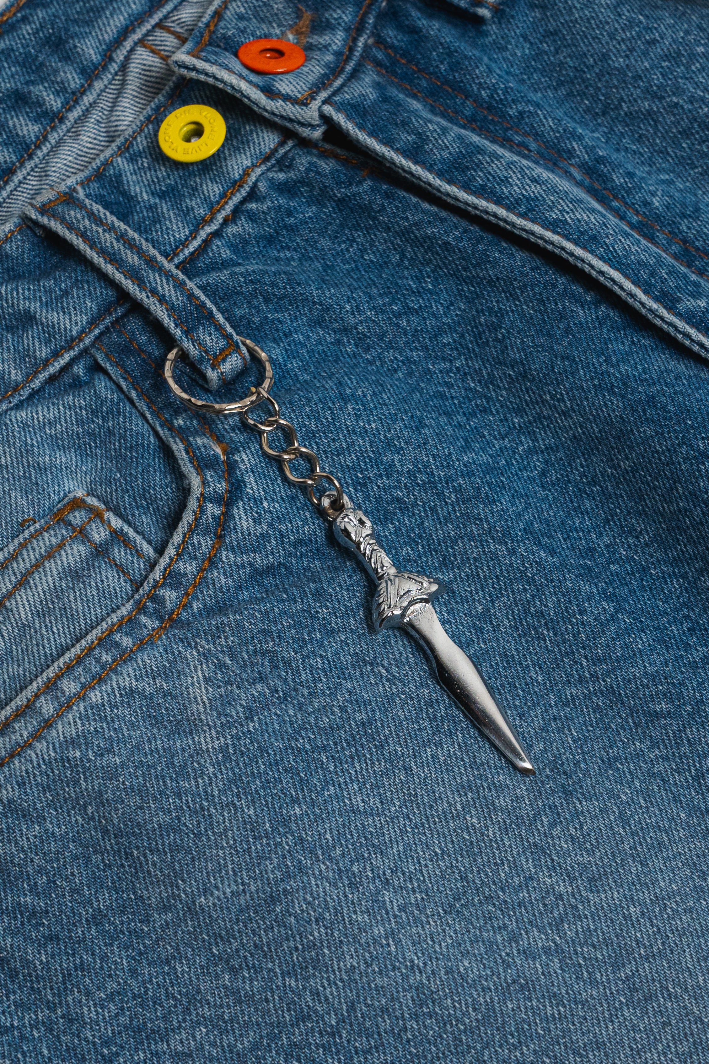 THE INFAMOUS LVDV SKATER JEANS/SHORTS with “DAGGER” KEYCHAIN - Image 5